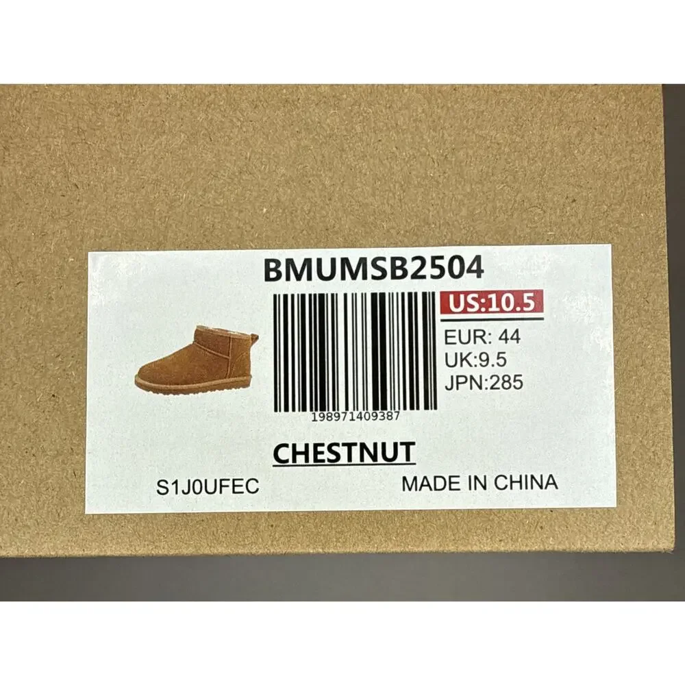 Bruno Marc Men’s Suede Faux Fur Winter Boots Chestnut Size 10.5